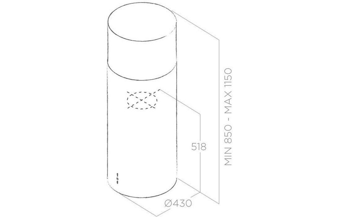 Elica Tube Pro 43cm Cylinder Island Hood