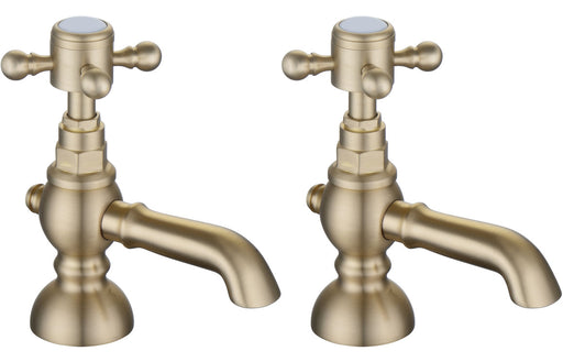 Taverno Basin Pillar Taps - Brushed Brass