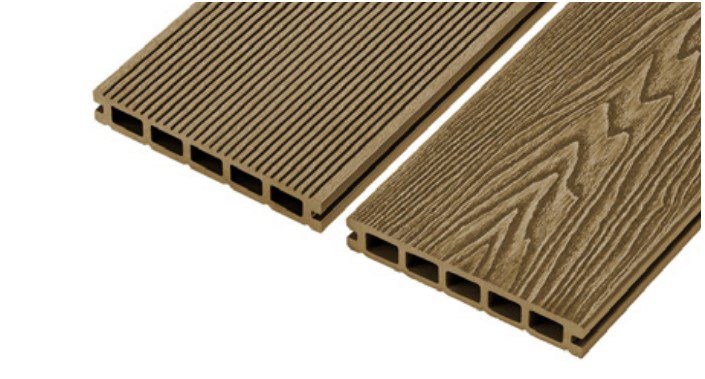 Teak Cladco Reversible Hollow Composite Decking Board Sample