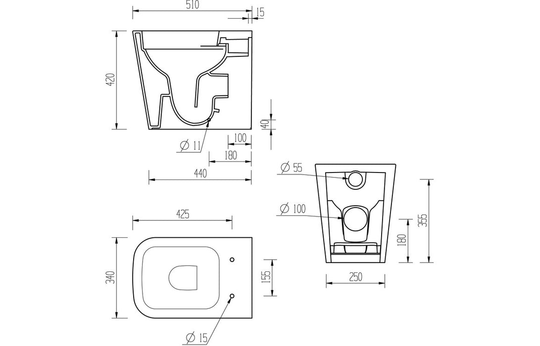 Tilliarde Rimless Back To Wall Short Projection WC & Soft Close Seat