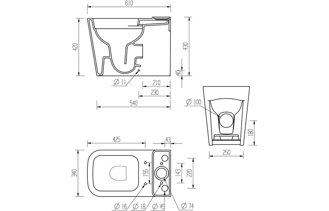 Tilliarde Rimless Close Coupled Fully Shrouded Short Projection WC & Soft Close Seat