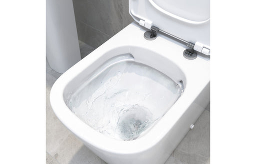 Tilliarde Rimless Close Coupled Open Back Comfort Height WC & Soft Close Seat