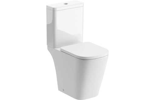 Tilliarde Rimless Close Coupled Open Back Comfort Height WC & Soft Close Seat