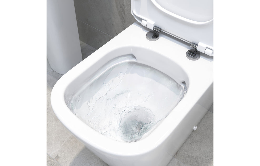 Tilliarde Rimless Close Coupled Open Back Short Projection WC & Soft Close Seat