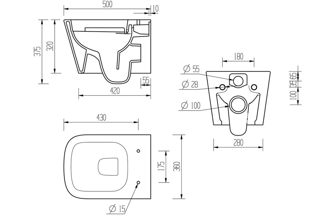 Tilliarde Rimless Wall Hung WC & Soft Close Seat