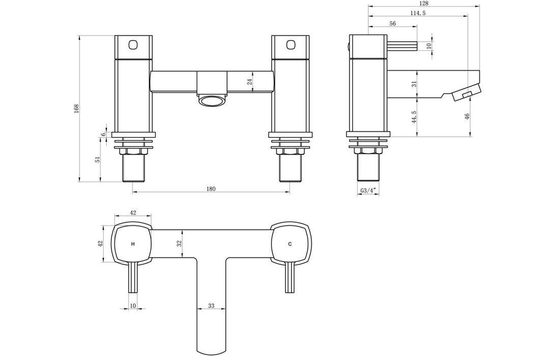 Tolvano Bath Filler - Chrome