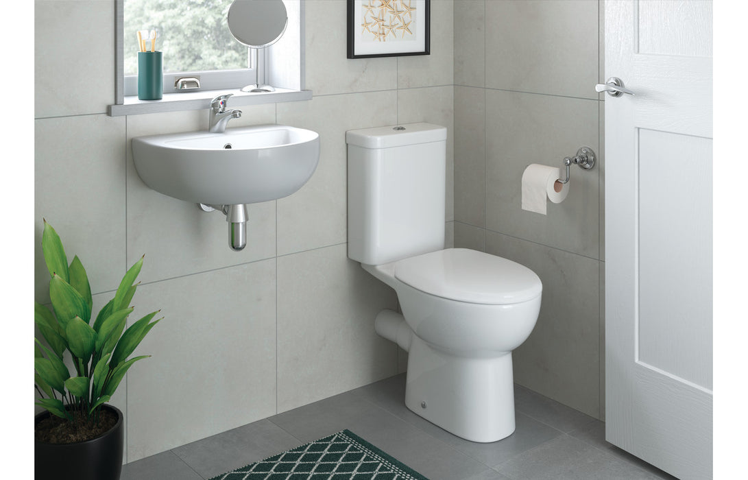 Toscara Close Coupled Open Back WC & Soft Close Seat
