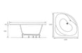 Tyrell Standard 1350x1350x620mm 0TH Corner Bath w/Legs