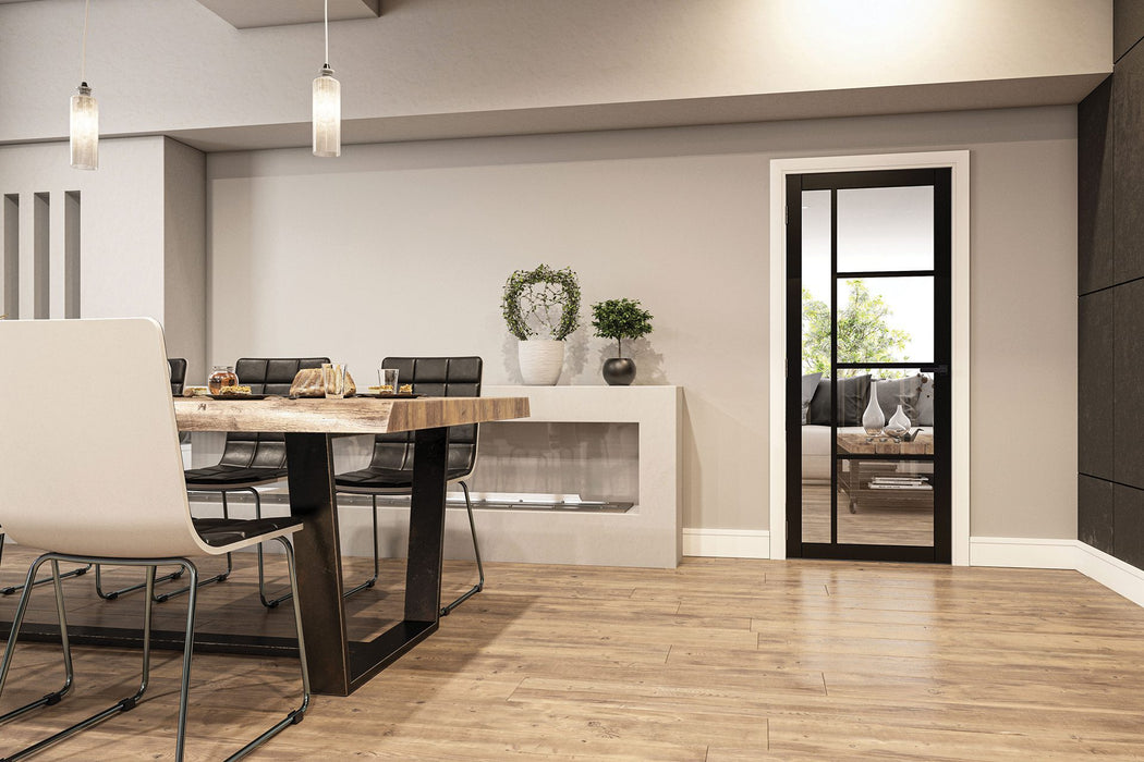 Deanta Brixton Black Prefinished Glazed Door