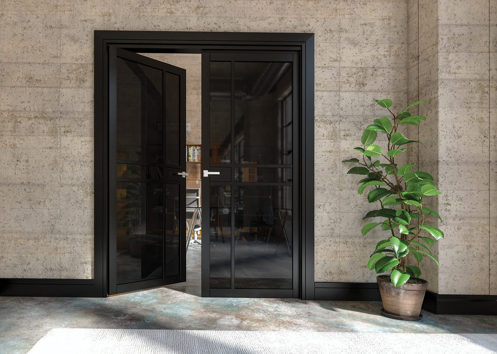 Deanta Dalston Black Prefinished Tinted Glaze Door
