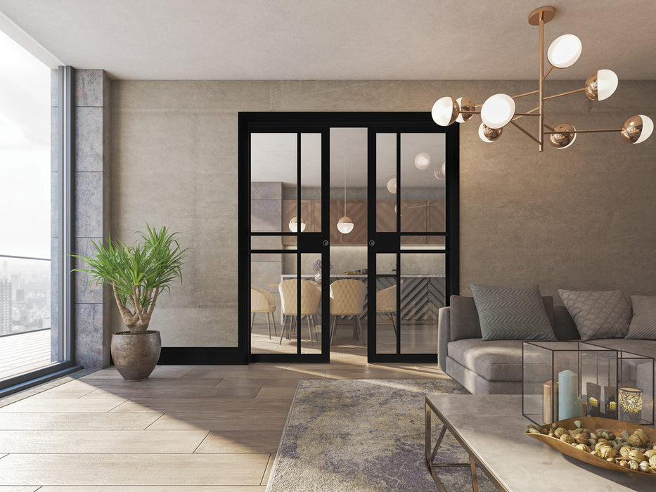 Deanta Dalston Black Prefinished Glazed Door