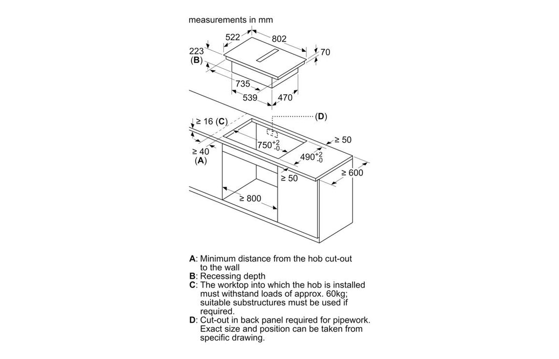 Neff N50 V58NBS1L0 80cm Venting Induction Hob - Black