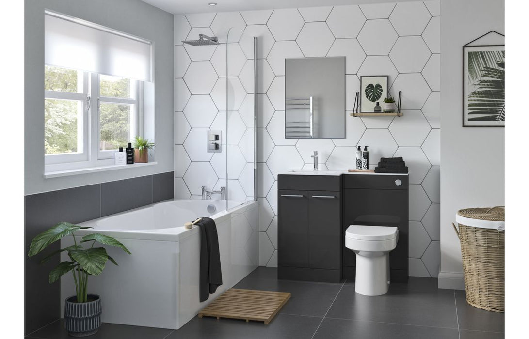 Verona 1100mm F/S L-Shape Pack & Basin - Anthracite Gloss