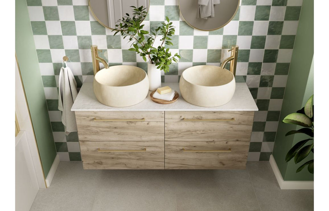 Pulse 610mm Floor Standing 2 Door Basin Unit & Thin Edge Basin - Oak