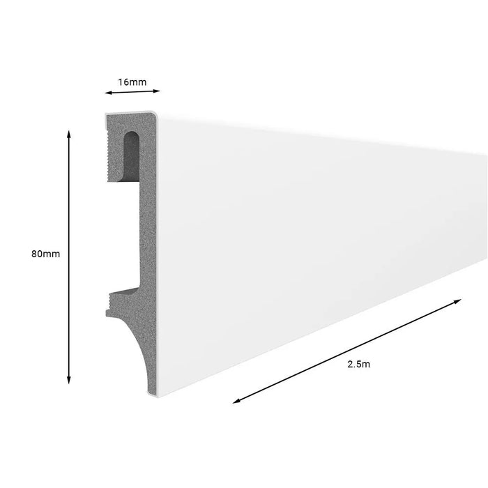 White ESP201 80mm x 2.4m Vox Skirting Board