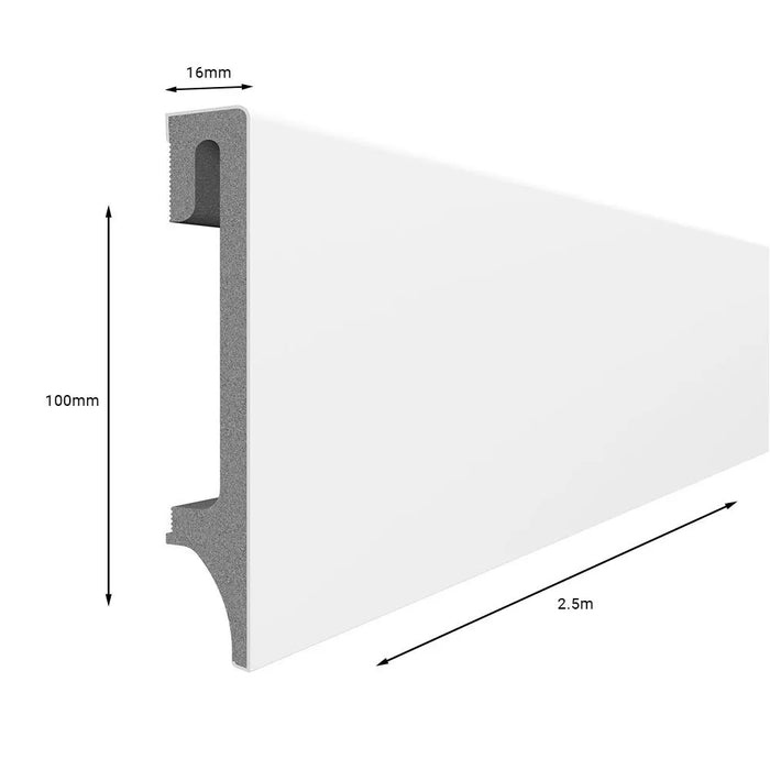 White ESP401 100mm x 2.4m Vox Skirting Board