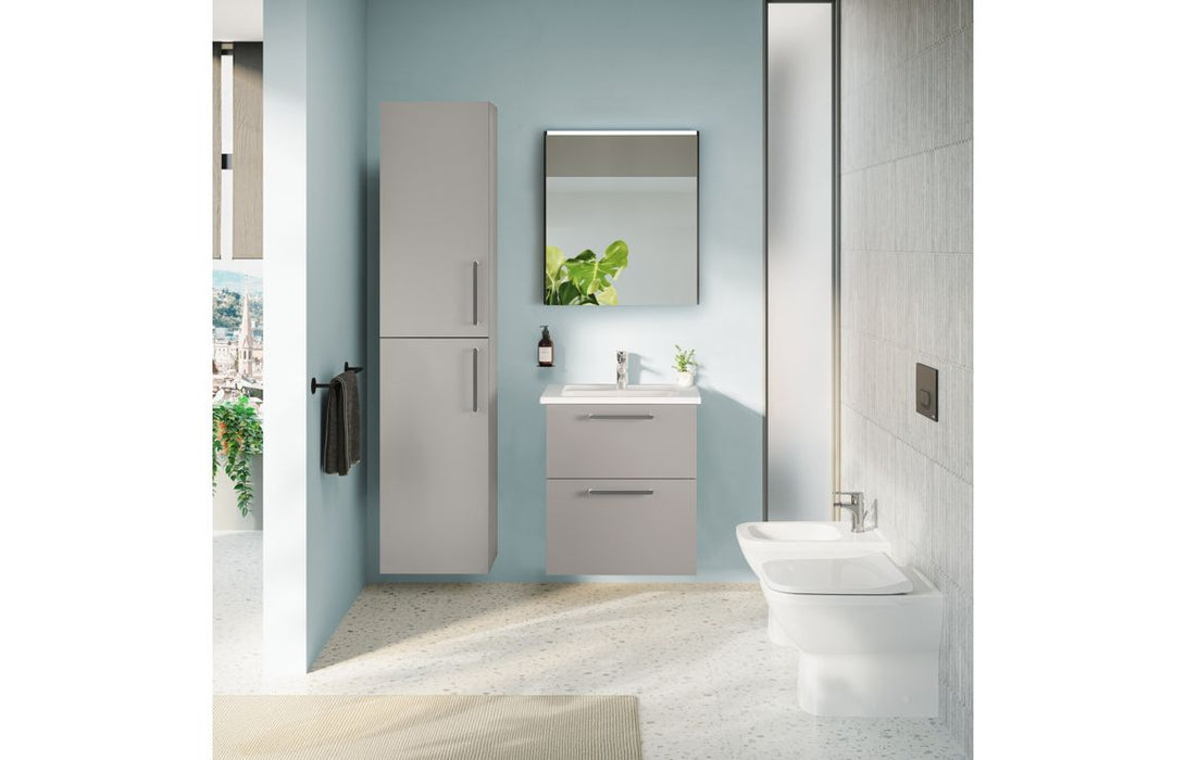 VitrA Root Flat 40cm 2 Door Tall Unit (LH Hinge) - Matt Rock Grey