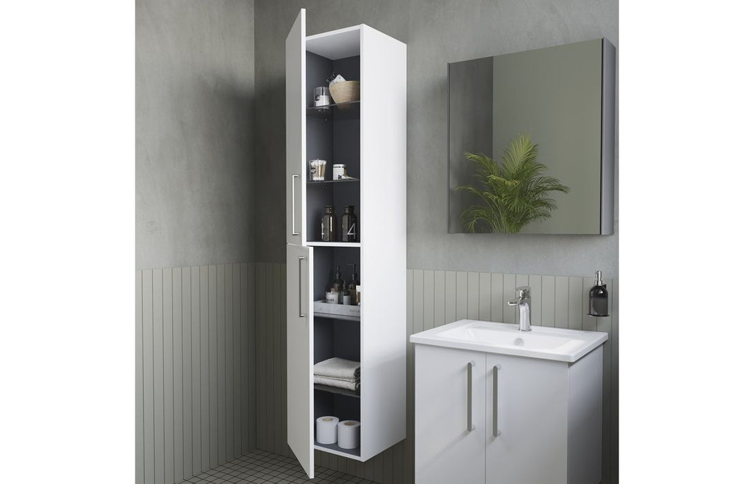 VitrA Root Flat 40cm 2 Door Tall Unit (LH Hinge) - High Gloss White