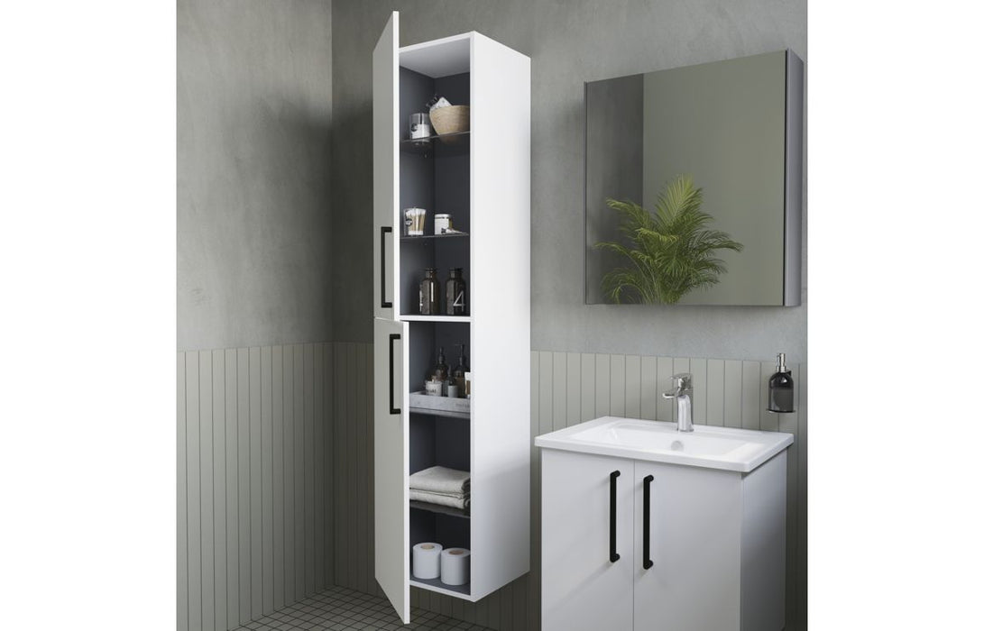 VitrA Root Flat 40cm 2 Door Tall Unit (LH Hinge) - High Gloss White