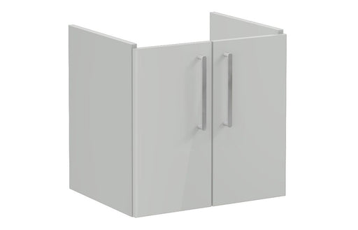 VitrA Root Flat 60cm 2 Door Wall Hung Washbasin Unit - Shiny Pearl Grey