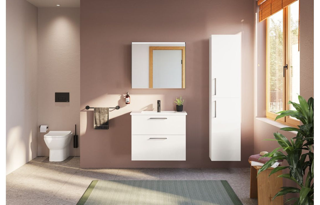 VitrA Root Flat 80cm 2 Drawer Washbasin Unit - High Gloss White