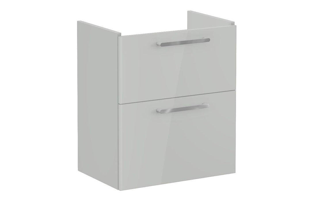 VitrA Root Flat 60cm 2 Drawer Slim Washbasin Unit - Shiny Pearl Grey