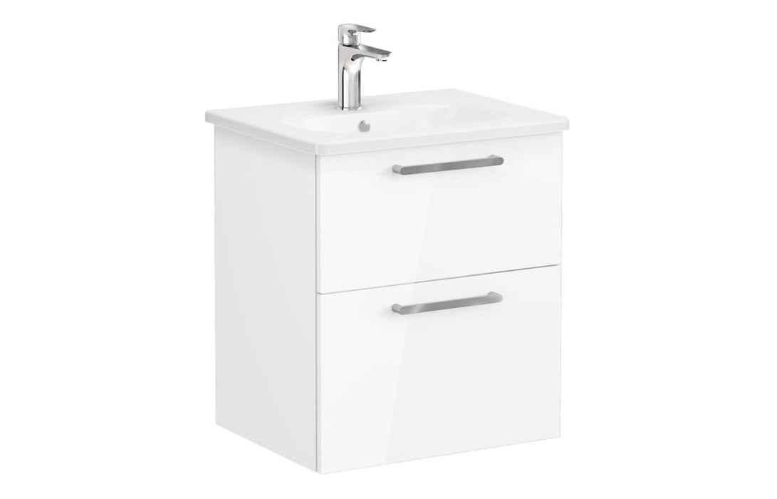 VitrA Zentrum 60cm 2 Drawer W/H Washbasin Unit - High Gloss White