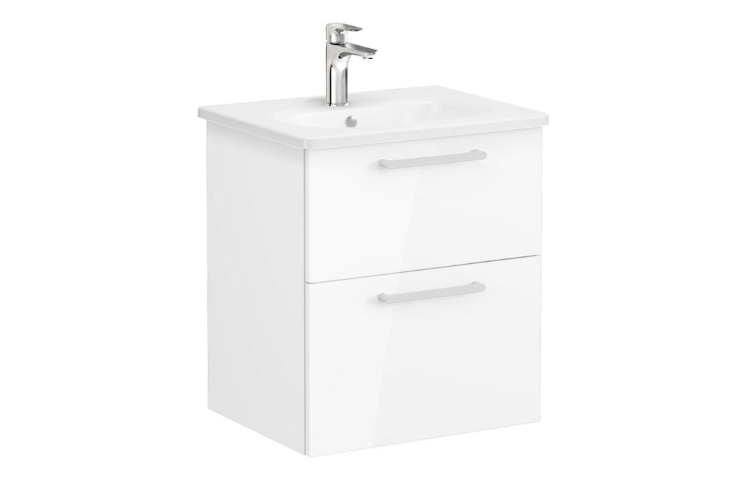 VitrA Zentrum 60cm 2 Drawer W/H Washbasin Unit - High Gloss White