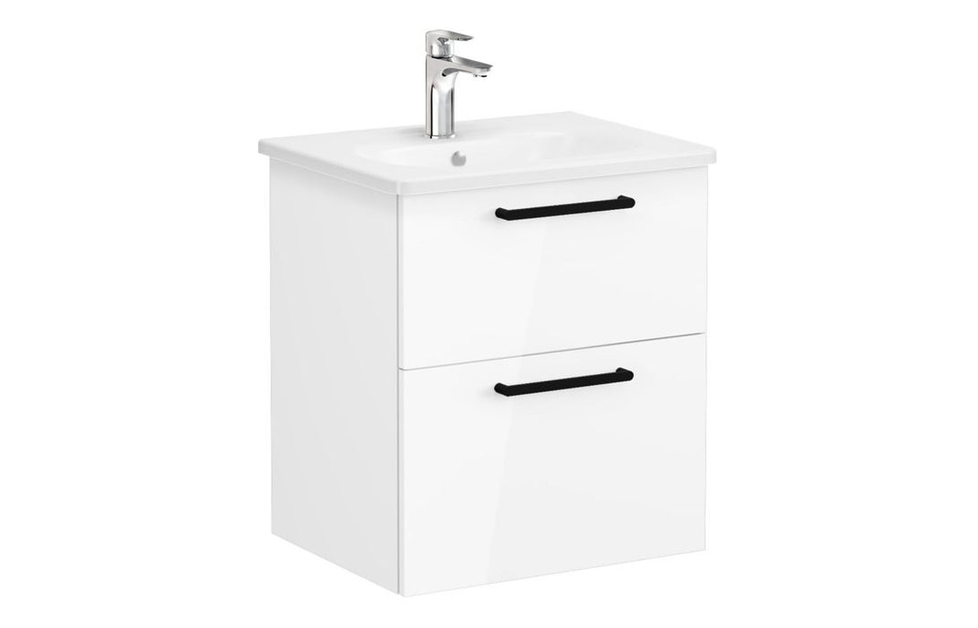VitrA Zentrum 60cm 2 Drawer W/H Washbasin Unit - High Gloss White