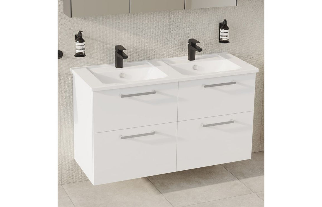 VitrA Root Flat 120cm 4 Drawer Washbasin Unit - High Gloss White