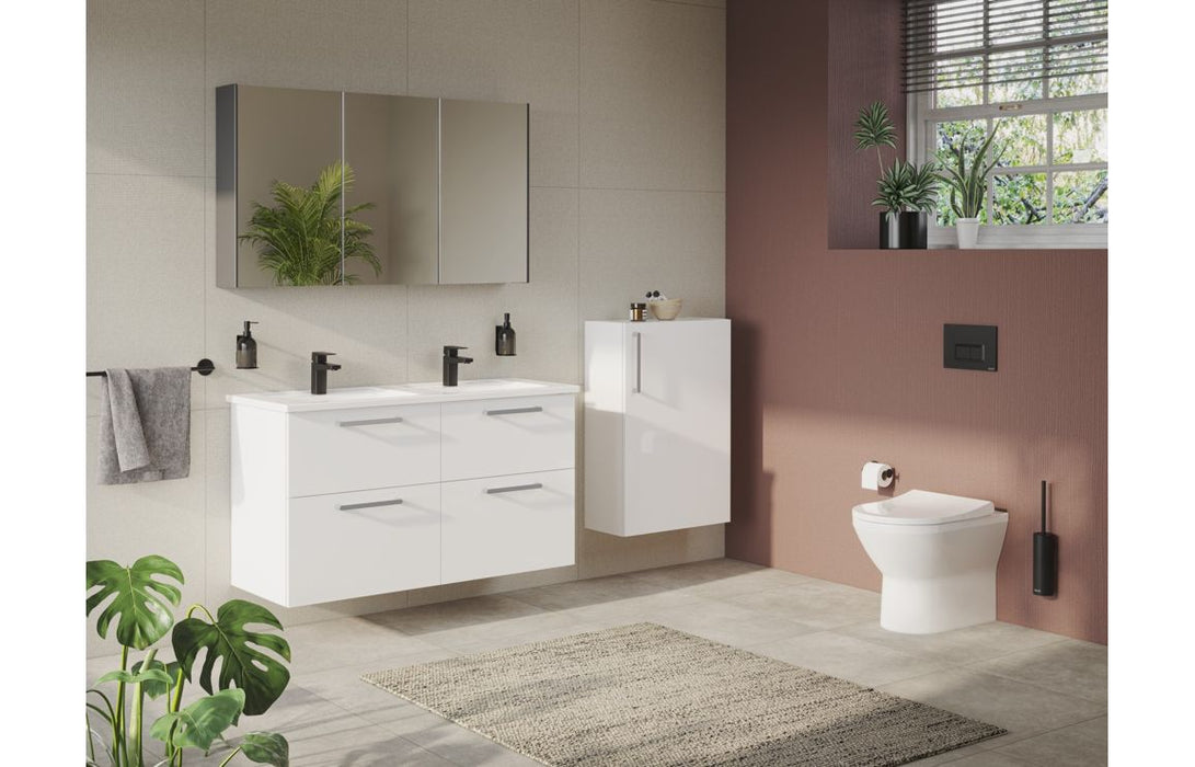 VitrA Root Flat 120cm 4 Drawer Washbasin Unit - High Gloss White