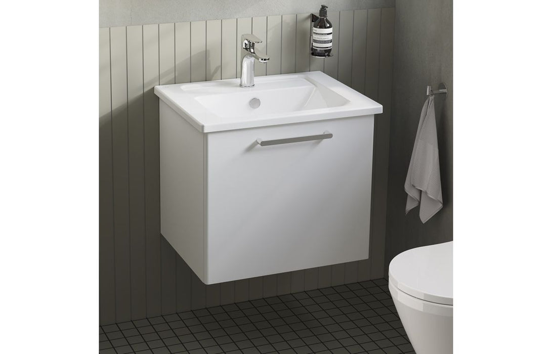 VitrA Root Flat 60cm 1 Drawer Washbasin Unit - High Gloss White
