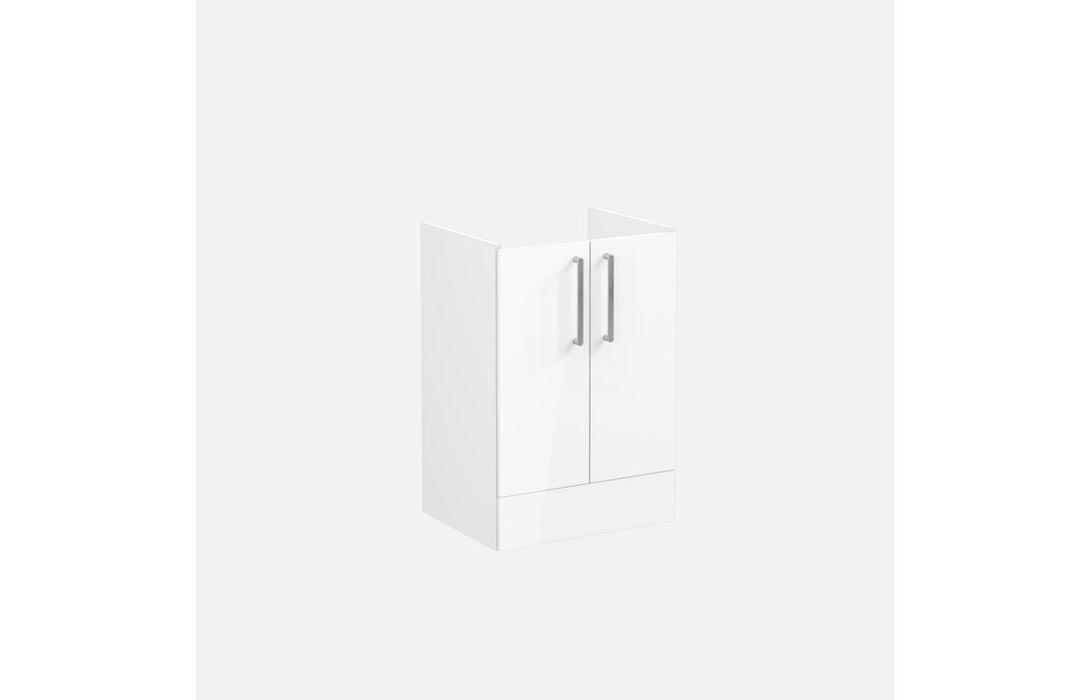 VitrA Root Flat 60cm 2 Door Floor Standing Washbasin Unit - High Gloss White