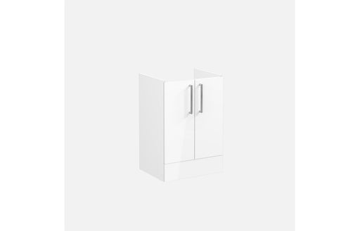 VitrA Root Flat 60cm 2 Door Floor Standing Washbasin Unit - High Gloss White