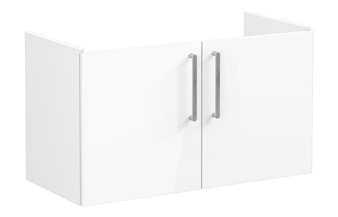 VitrA Root Flat 100cm 2 Door Washbasin Unit - High Gloss White