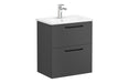 VitrA Zentrum Compact 60cm 2 Drawer W/H Washbasin Unit - Matt Storm Grey