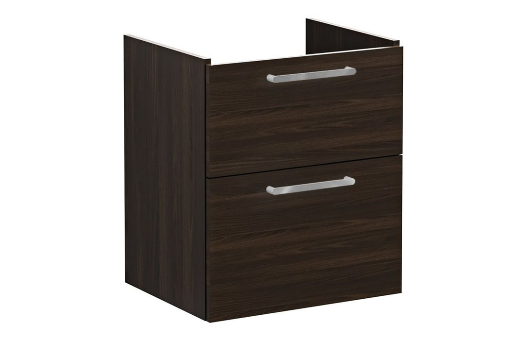 VitrA Root Flat 60cm 2 Drawer Washbasin Unit - Walnut