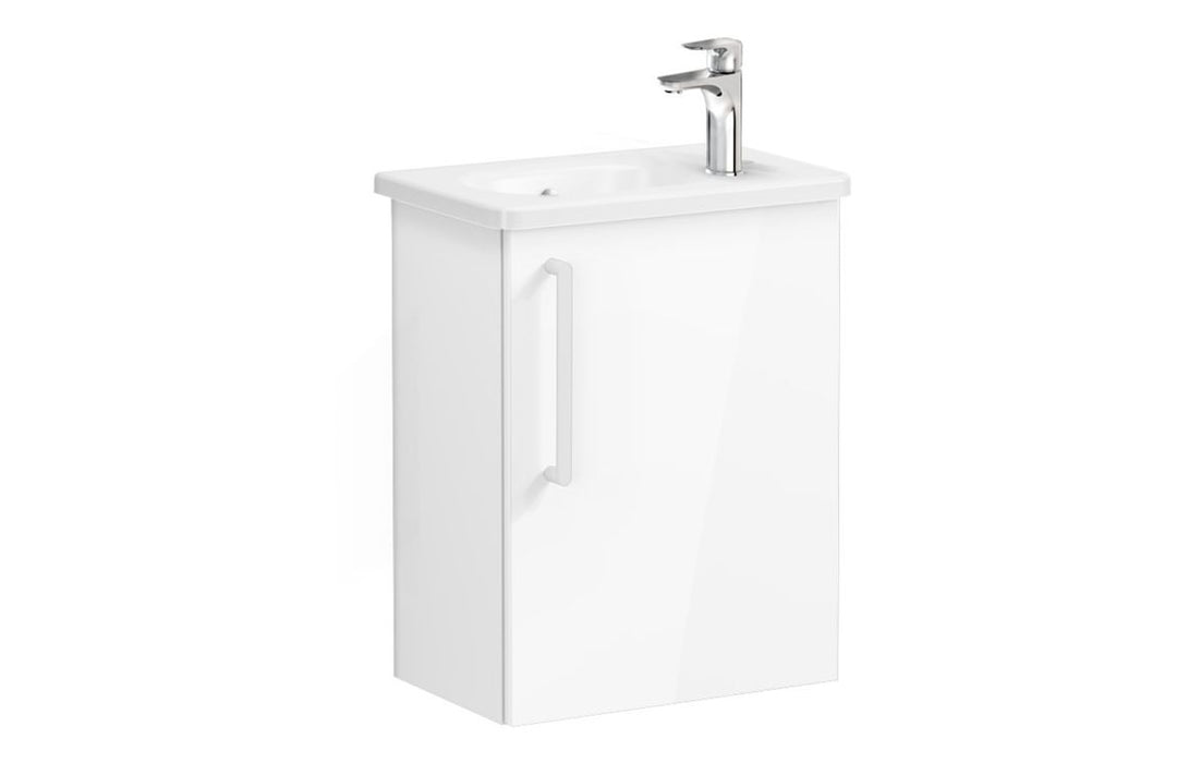 VitrA Zentrum Compact 45cm 1 Door W/H Washbasin Unit (RH Hinge) - High Gloss White
