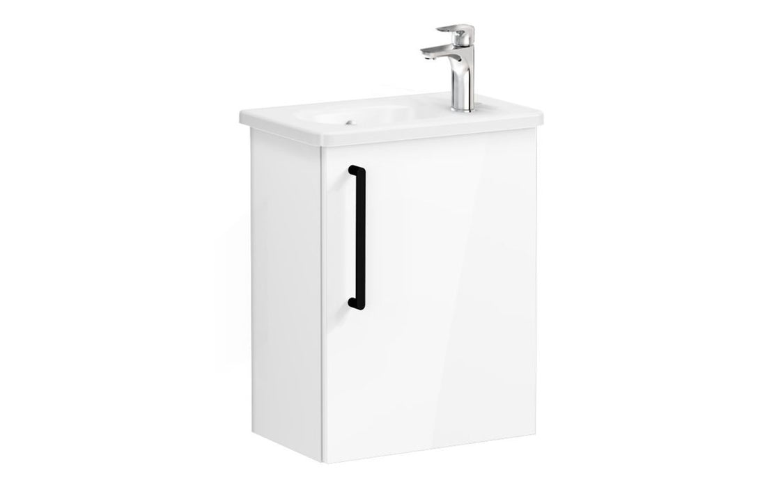 VitrA Zentrum Compact 45cm 1 Door W/H Washbasin Unit (RH Hinge) - High Gloss White