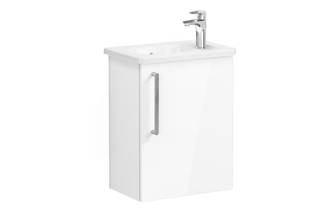 VitrA Zentrum Compact 45cm 1 Door W/H Washbasin Unit (RH Hinge) - High Gloss White