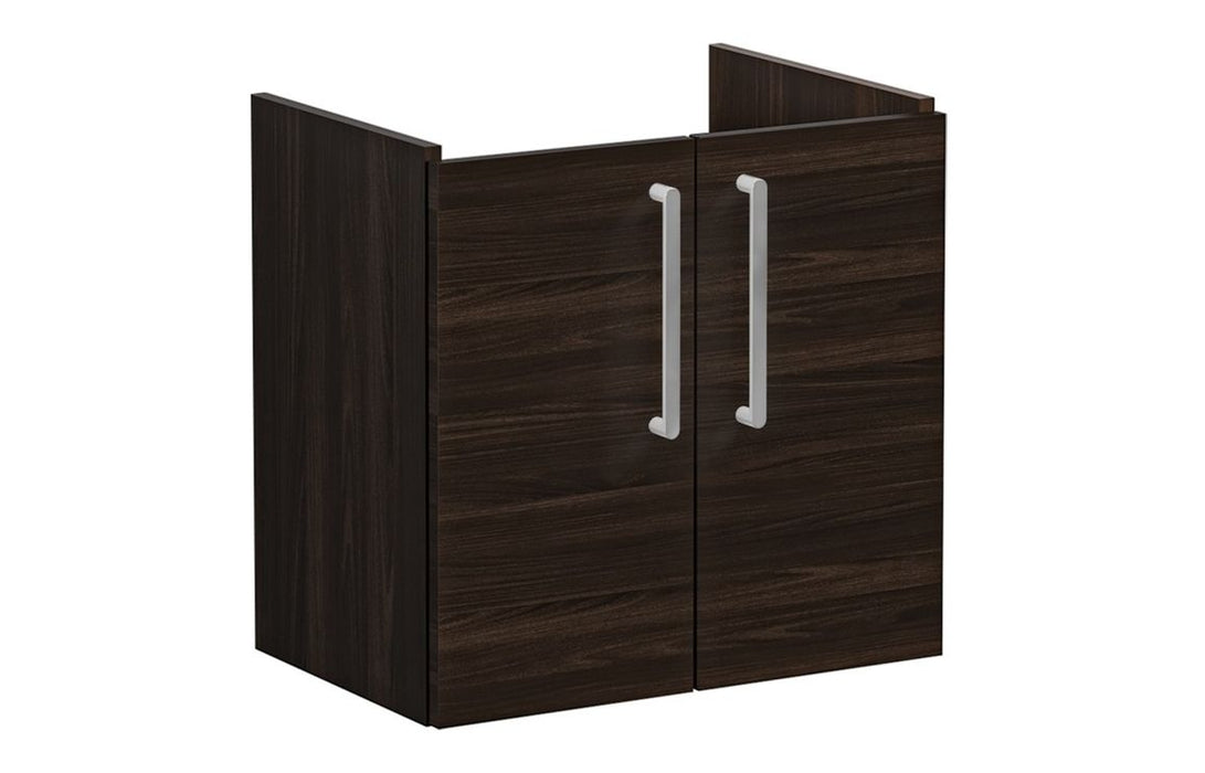 VitrA Root Flat 60cm 2 Door Wall Hung Slim Washbasin Unit - Walnut