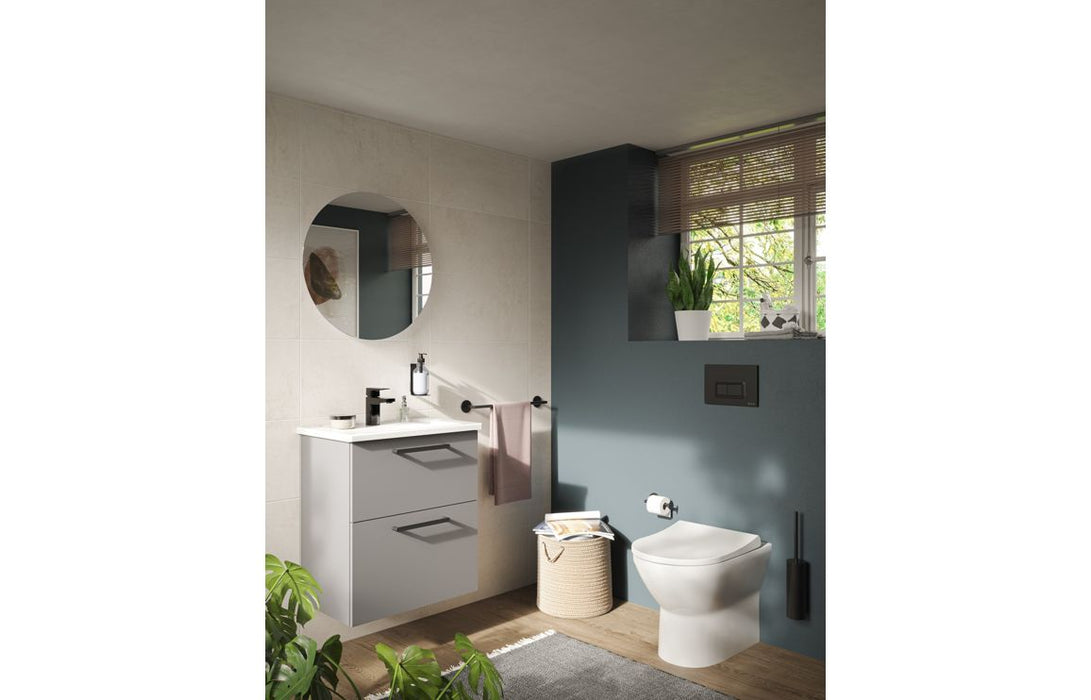 VitrA Root Flat 60cm 2 Drawer Slim Washbasin Unit - Matt Rock Grey
