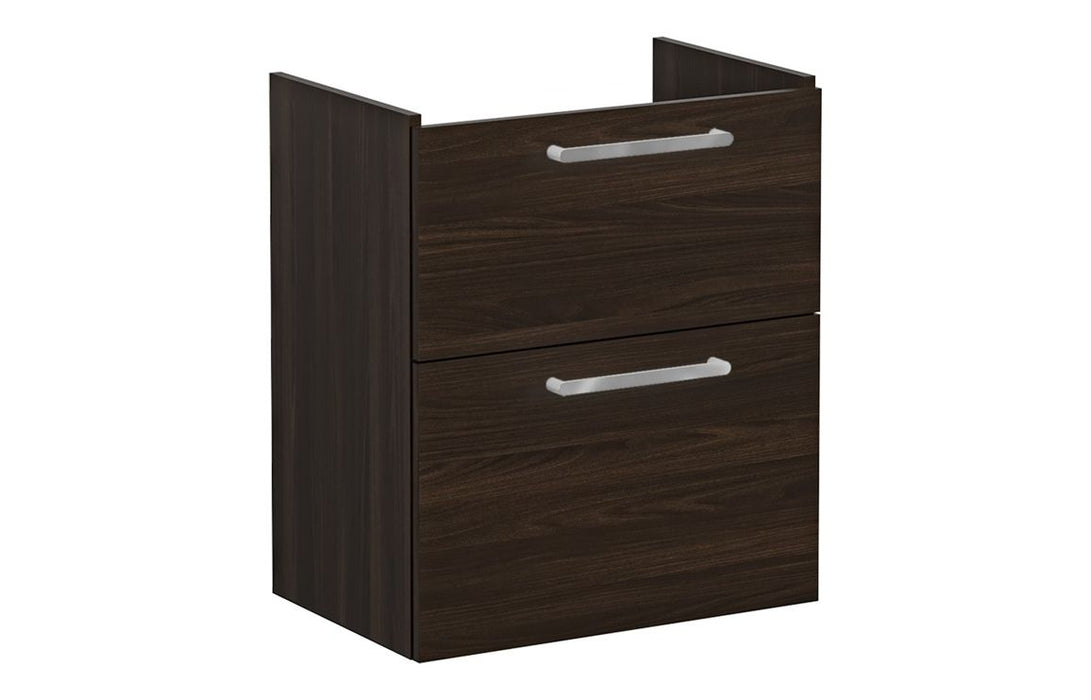 VitrA Root Flat 60cm 2 Drawer Slim Washbasin Unit - Walnut