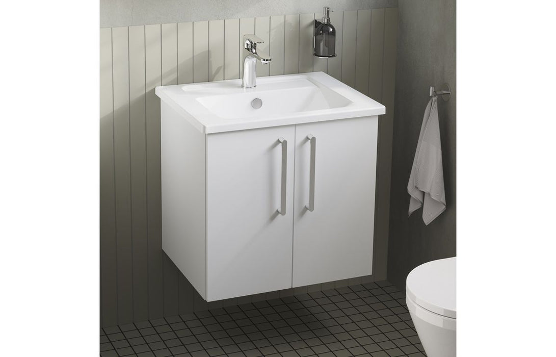 VitrA Root Flat 60cm 2 Door Wall Hung Washbasin Unit - High Gloss White