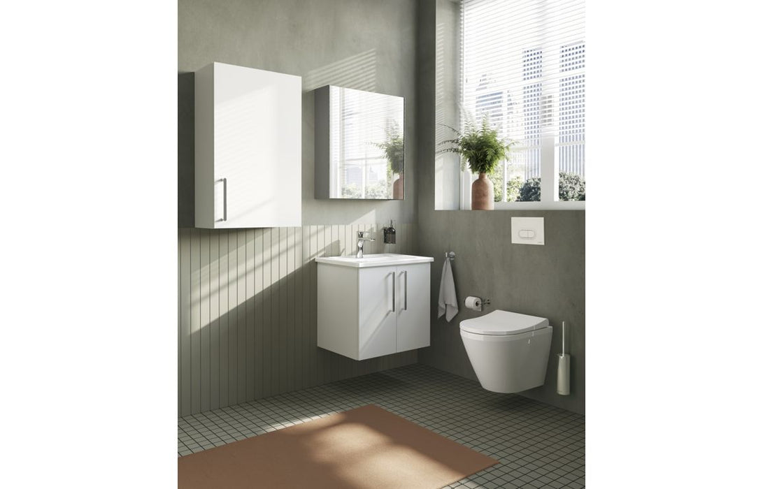 VitrA Root Flat 60cm 2 Door Wall Hung Washbasin Unit - High Gloss White