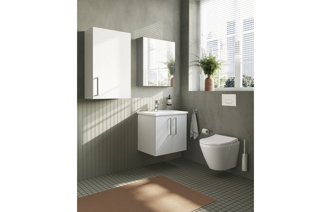 VitrA Root Flat 60cm 2 Door Wall Hung Washbasin Unit - High Gloss White