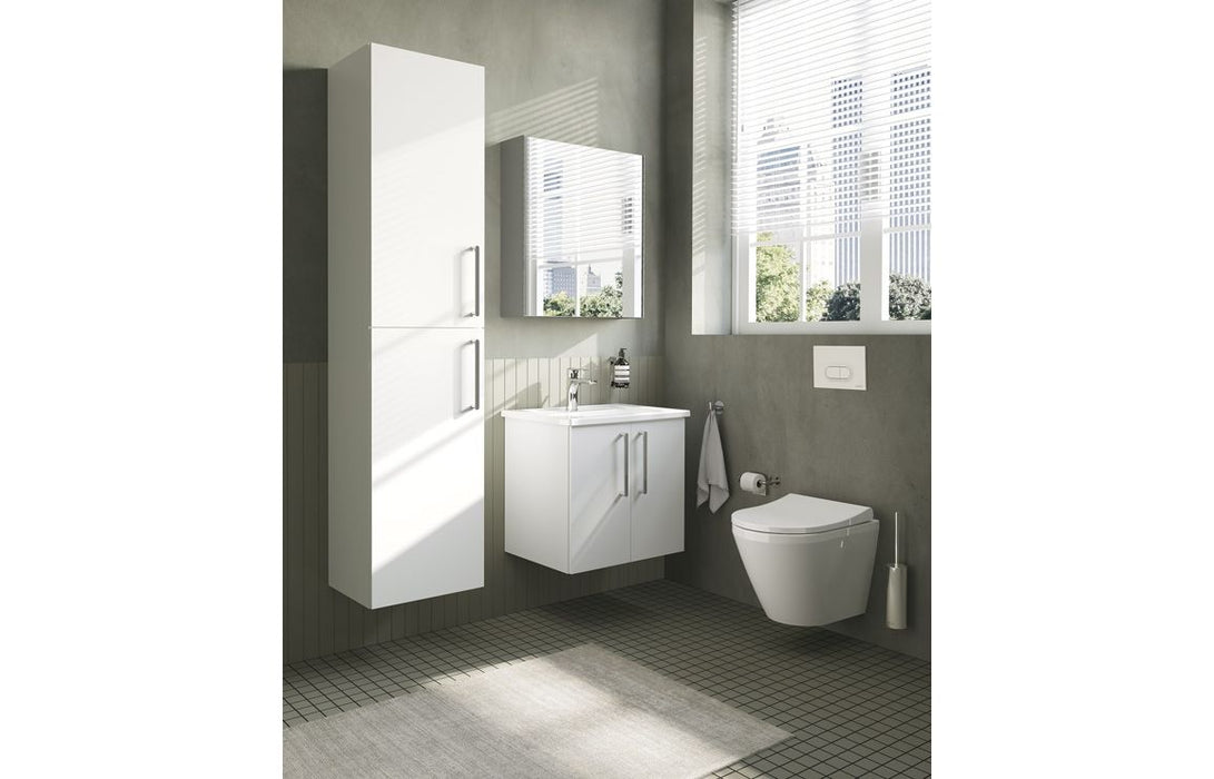 VitrA Root Flat 60cm 2 Door Wall Hung Washbasin Unit - High Gloss White
