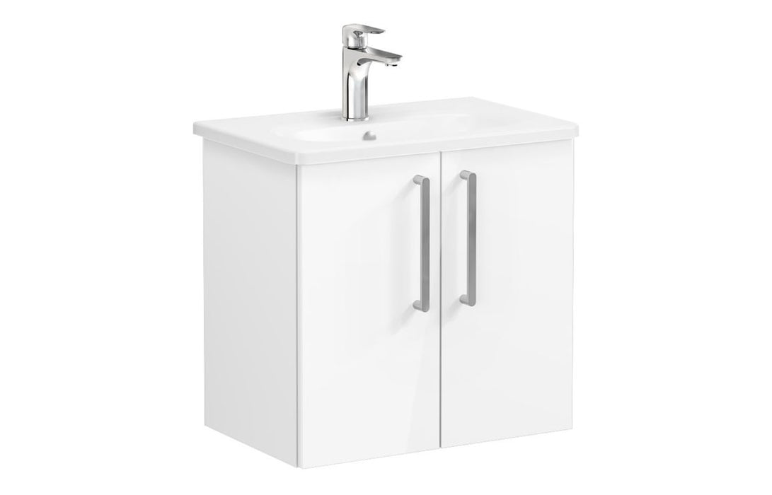 VitrA Zentrum Compact 60cm 2 Door W/H Washbasin Unit - High Gloss White