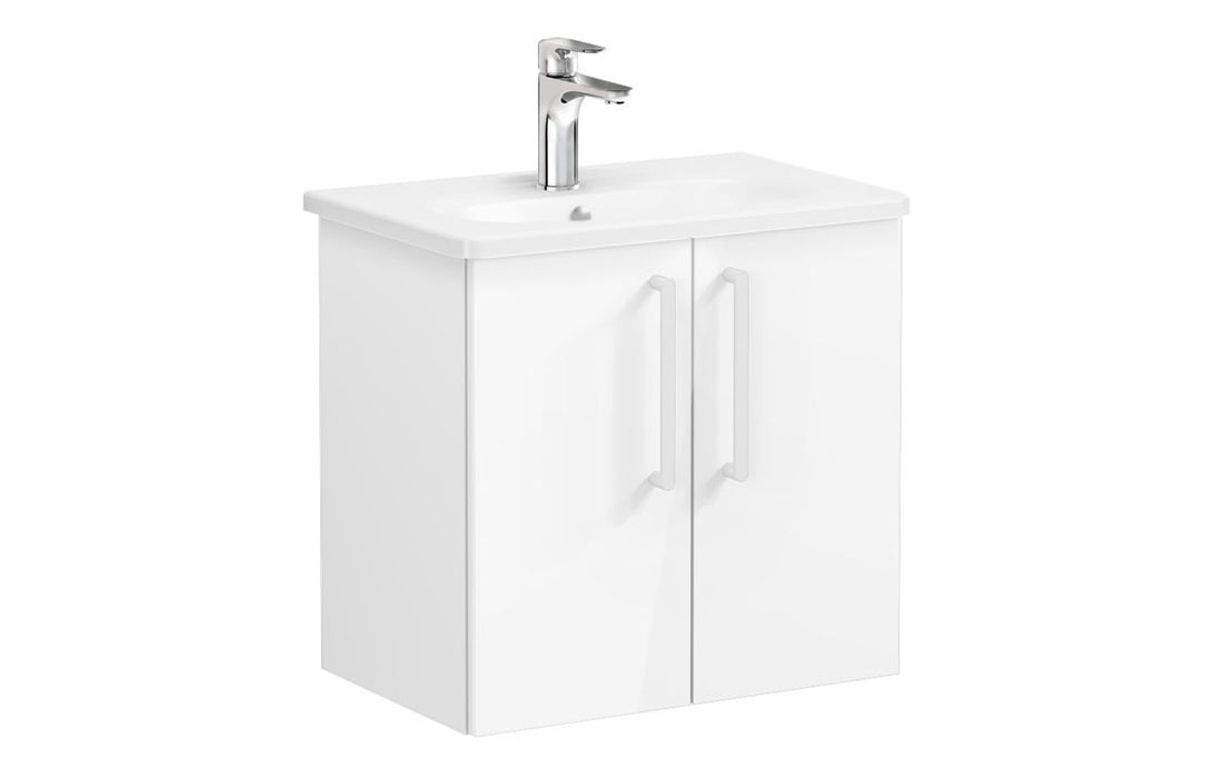 VitrA Zentrum Compact 60cm 2 Door W/H Washbasin Unit - High Gloss White
