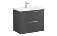 VitrA Zentrum 80cm 2 Drawer W/H Washbasin Unit - Matt Storm Grey